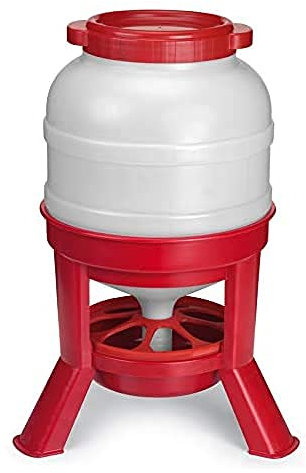 Hühner Futterspender 30 Liter – Futterautomat mit Füßen & Fressgitter – robuster Geflügelspender, Futtersilo, leicht zu reinigen