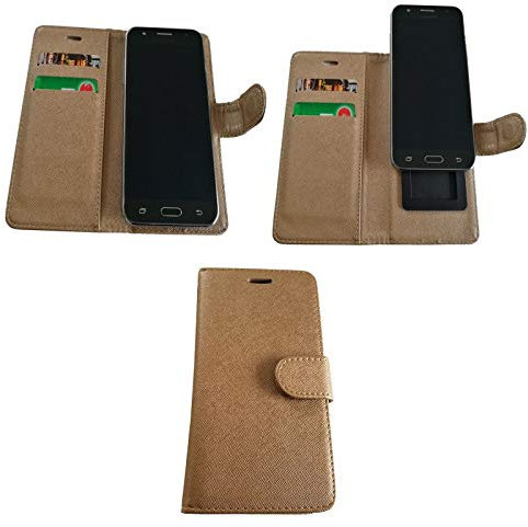 Supercase24 für Microsoft Lumia 640 LTE Flip Case Bookstyle Klapp Etui Hülle Handy Tasche Bookcase Cover Schutzhülle in Gold