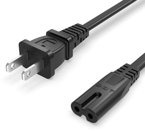 Superer TV Power Cord Cable Fit for Samsung LG TCL Sony Apple Insignia Sharp Toshiba JVC Hisense Roku 4k 8k Smart LED LCD HD, Universal IEC C7 Figure 8 2 Prong Replacement AC Cables, ETL Listed