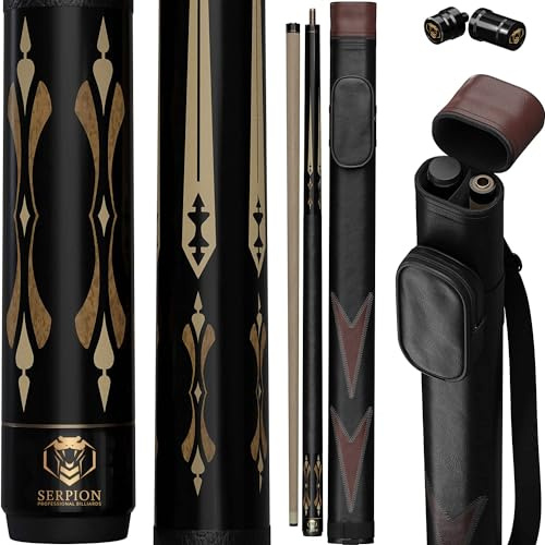 Python Billiards - 2 Pezzi Stecca da Biliardo 100% Legno d'Acero Canadese. Stecca da Biliardo Professionale con Custodia Rigida e Protezioni per Giunti
