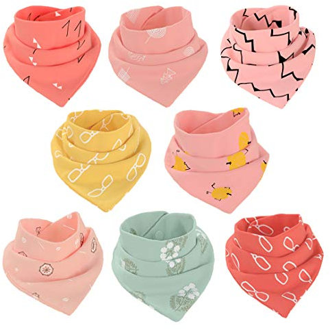 atopo 8 Stück Baby Lätzchen Baumwolle Bandana-Lätzchen Dreieckstücher Weich und saugfähig Speicheltuch für Babys, Kleinkinder und Neugeborene Mädchen