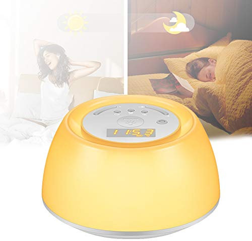 FZX514 RéVeil Lampe RéVeillez-Vous La LumièRe, Lever du Soleil/Le Coucher du Soleil Simulation Ajustable 7 Couleurs LumièRes de La Nuit,Chargement USB pour Le Salon Et La Chambre