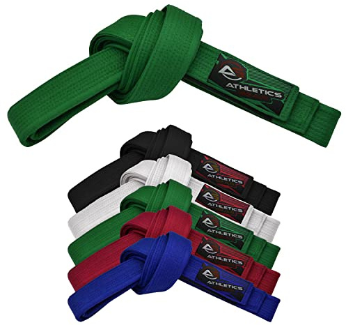 Athletics Gear AG Cintura da karate per arti marziali, 100% cotone con cinture a cuciture multiple per BJJ, Judo, Taekwondo e Karate (Verde, 240 cm)