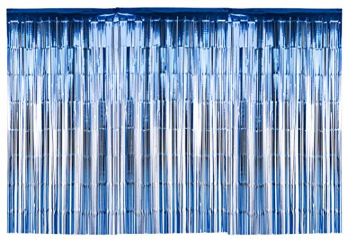 codiarts. Lametta metallica per tende di compleanno, matrimonio, festa, scatola fotografica, decorazione fai da te, porta, finestra, sfondo fotografico, 3 pezzi da 1 m x 2 m (blue)