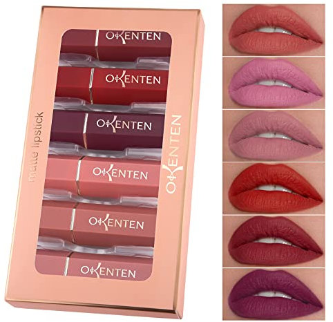 ONLYOILY Lippenstift Set,6PCS Lippenstift einstellen Flüssigkeit Lip glosses Kit Matt Samtlippenglasur,Dauerhafte flüssige Lippenstift(Lippenstift)