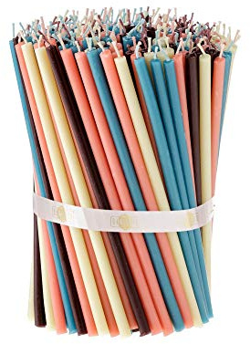 Danilovo Bienenwachs Kerzen (Mehrfarbige) - Orthodoxe Kerzen für Gebet Rituals Tischdeko - Ungiftig, Ruß - Tropffrei, Nachhaltige Produkte 200 Stück (4 Pastell Farben, Höhe 16,5 cm)