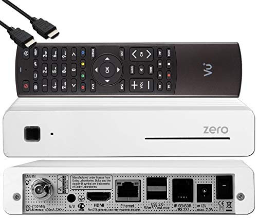 VU+ Zero HW Version 2-1 Tuner Satellite DVB-S2 Full HD E2 Linux, récepteur Youtube, récepteur Satellite avec Fonction d'enregistrement, Lecteur de Cartes, USB, + câble HDMI EasyMouse, Blanc