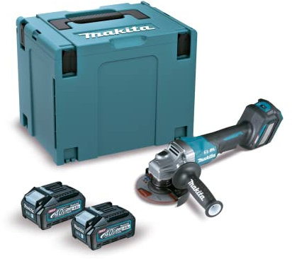 Miniamoladora BL 40Vmax XGT 115mm Palanca 4Ah 2 bat. Freno/Dial/AFT/AWS Makpac marca Makita