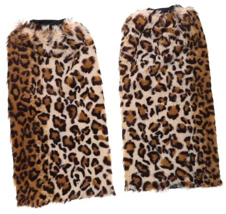TOYANDONA Lange Beinstulpen aus Kunstpelz, 40cm, Leopardenmuster | Damen und Mädchen, Modisch für Herbst und Winter, als Stiefelüberzug Tragbar