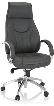 hjh OFFICE 729415 Profi Chefsessel Elegance I Kunstleder Grau Bürostuhl bis 150 kg belastbar, hohe Rückenlehne, gepolstert