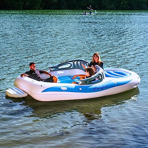 Aquayam Lake Floats for Adults Floating Island for Lake Inflatables Lake Toys for Adults and Family | Boat Floats for The Lake Includes Air Pump, Extendable Oars, Repair Kit and Carry Bag