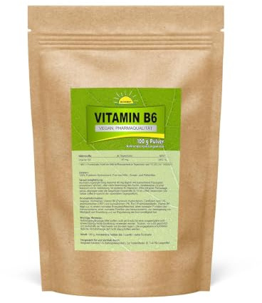 Vitamin B6 Pyridoxin Pulver, Pharmaqualität, 100 g, aluminiumfrei verpackt