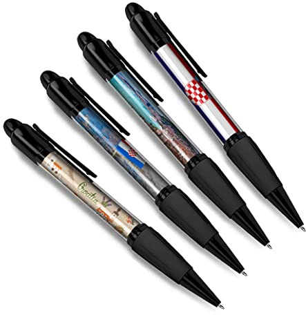 DV DESIGN Set of 4 Croatia Black Ballpoint Pens - Croatian Flag City Map Country Holiday Travel Friends Boys Girls Men Women Theme Pen #79532