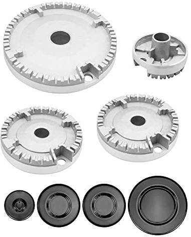 Juego de sombreros de cocina, tapas de quemador de gas mejoradas, kit de repuesto de tapa de llama de corona que se adapta a la cabeza de quemadores de estufa de gas, tapa de llama de quemador de gas