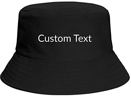 Gestalten Sie Ihren eigenen Fischerhut mit individuellem Text Bucket Hat Wärmetransfer bedruckt schwarz, Schwarz , One size