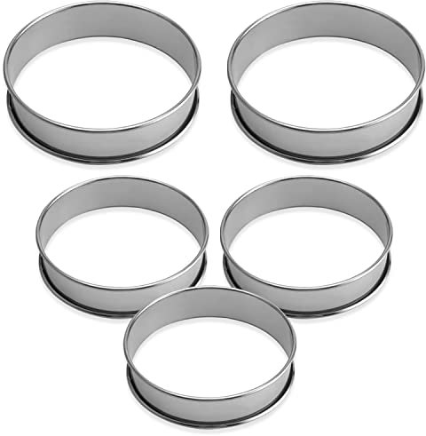 Set di 5 cerchi per torta a doppio avvolgimento, stampi per pancake rotondi, cerchi per torta in acciaio inox, cerchi da pasticceria antiaderenti, per cottura e dessert, muffin, cucina