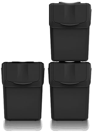 Set med 3 soptunnor Keden SORTIBOX 100% återvunnen plast, svart, volym 3 x 20 L