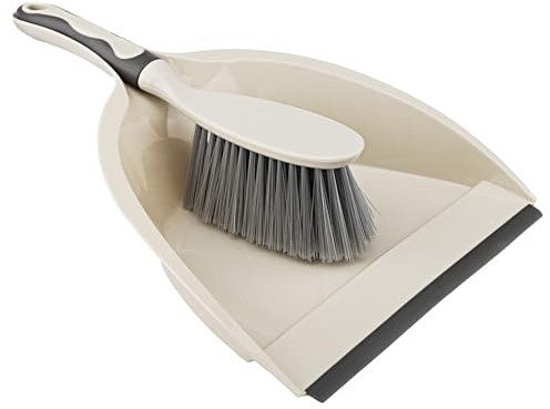 Schaufel und Besen Set, Kehrschaufel Set, Beinhaltet Handfeger und Schaufel, Geeignet Reinigen und Entfernen von Krümeln auf Sofa, Möbeln, Tischen und der Innenausstattung des Autos (Beige)