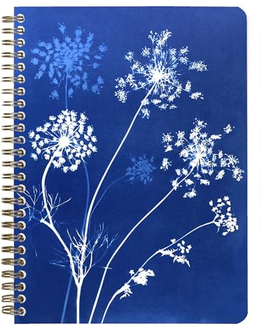 Clairefontaine 83504C - Notizheft Cyanotype, mit Doppelspirale A5 14,8x21cm, 74 Blatt, liniert, Motive sortiert, 1 Stück