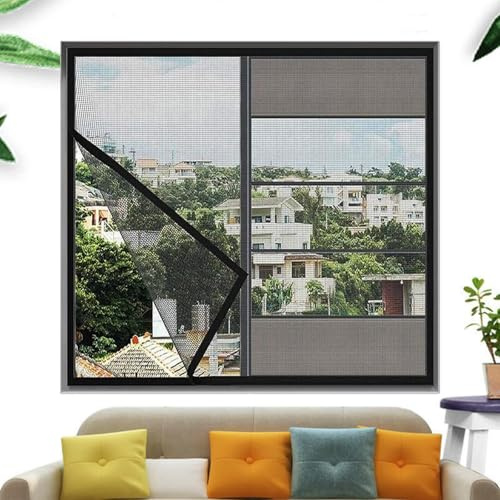 Fliegengitter Insektenschutz Mückengitter Insektennetz für Fenster 50x70cm Glasfasernetz Fliegennetz Fenster Schwarz