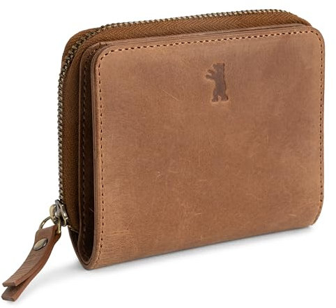 Berliner Bags Vintage Geldbörse Sara, Kleine Portemonnaie, Geldbeutel aus Leder, mit TÜV-gepruftem RFID-Schutz, inkl Geschenk-Box, für Damen - Braun