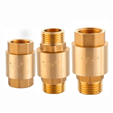 1 Stück 1/2 Zoll, 3/4 Zoll, 1 Zoll, 1-1/4 Zoll, 1-1/2 Zoll, 2 Zoll BSPP Innengewinde, Messing, Inline-Feder-Rückschlagventil, Einweg-Wasserpumpenventil (Color : Female to Male, Size : 1/2)