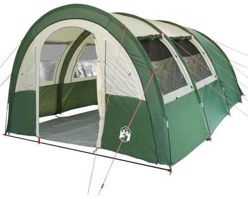 vidaXL Tienda de Campaña con Túnel para 4 Personas Impermeable, Toldo Portátil de Senderismo, Refugio de Camping, Carpa de Exterior, Verde