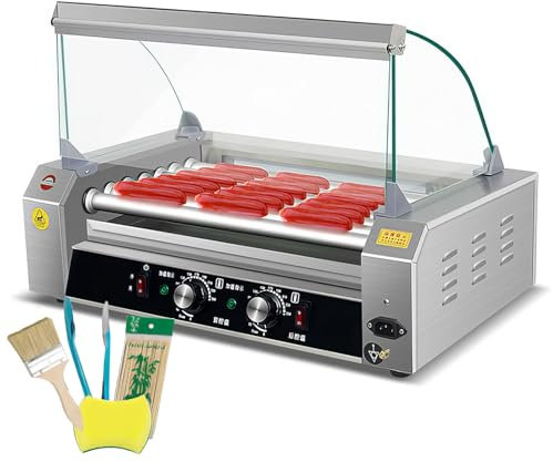 Rodillo Para Perritos Calientes, 1100 W, 33 Perritos Calientes, 11 Rodillos, Máquina Para Cocinar A La Parrilla, 360 °, Horneado Uniforme, Rodillo Para Salchichas De Acero Inoxidable 30(Size:11 Tubes)