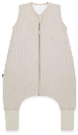 emma & noah Baby Schlafsack mit umschlagbaren Füßen 2.5 TOG, Strampelsack für den Herbst und Winter, Bio-Baumwolle, OEKO-TEX Zertifiziert, Ideal für aktive Kinder (Essential Beige, 90)