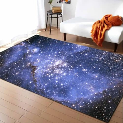Sternenhimmel Planet Weltraum Galaxie Landschaft Teppich Kinderteppich Wohnzimmerteppich Schlafzimmerteppich 3D-Gedruckter Superweicher Flanellteppich -Polyester-Soft-Touch,Leicht Zu Reinigen 2-4M6M1