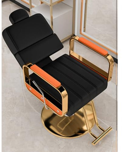 Llchaensc Friseurstuhl Mit Kopfstütze, Friseursessel Höhenverstellbar Kippbar Für Herren Damen, Friseureinrichtung Bedienungsstuhl Vintage Retro, Kunstleder,D