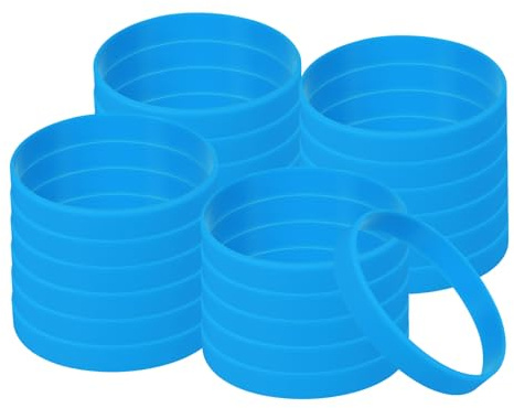 PATIKIL Silicone Bracelets, 24 Pack Colored Rubber Wristbands Blank Stretch Sports Bands for Adults Teen Sports Team Games, Deep Blue