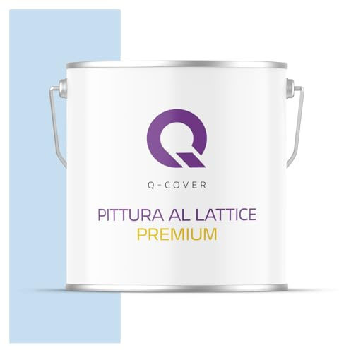 Q-COVER Voc - Vernice in lattice, lavabile, 5 l (circa 35 m²), colore Azzurro chiaro, colore per interni, colore da parete, classe 2, colore opaco, per chi soffre di allergie, resistente all'abrasione
