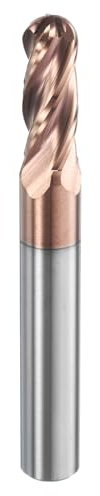 HARFINGTON Ball Nose End Mill 4 Flute 9/32 Diameter 5/16 Shank Tungsten Carbide TiAlN Coated Spiral CNC Router Bits 3/4 Cutting Length Single End Ball for Carving Engraving Grinding