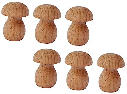 SEWACC 6stücke Mini-holzpilz Dekoration Aus Holz Miniaturpilz Für Tischdeko Handgefertigt Naturmaterial Für Microlandschaftsdekoration Mit Glatter Oberfläche Zum Bemalen Oder Veredeln Mit