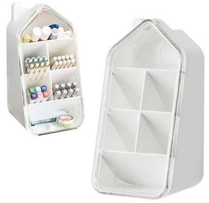Lvjkes Stiftehalter, Schreibtisch Organizer, Schrägstecktyp mit Schublade Multifunktionaler Stifthalter, 6 Fächer Große Kapazität, Geeignet zur Aufbewahrung von Büromaterial, Schulbedarf (Klein)