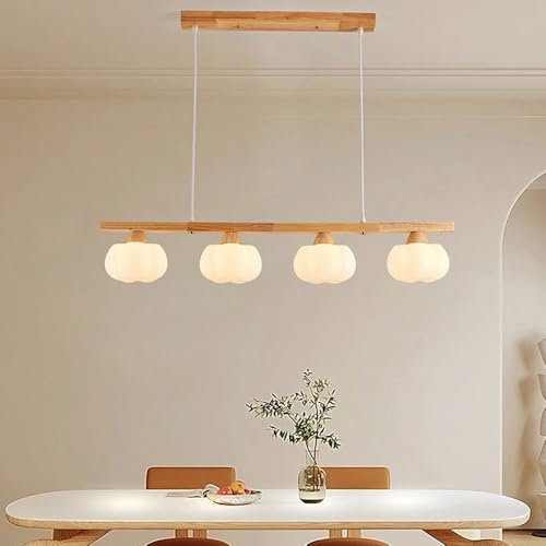 Nordischer Stil Hängeleuchte Moderne Holz Japanischer Wabi-Sabi Pendelleuchte Esstisch Pendellampe Innenbeleuchtung Höhenverstellbar Hängelampe Esszimmer Schlafzimmer Wohnzimmer Kronleuchter(G9*4)