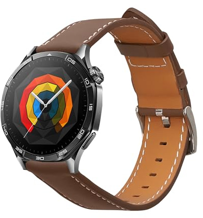 kwmobile Leather Strap for Huawei Watch GT5 46mm / GT5 Pro 46mm / GT4 46mm / Watch GT3 SE Watch Strap - Fitness Tracker Replacement Watch Band - Sports Wristband with Clasp - Brown