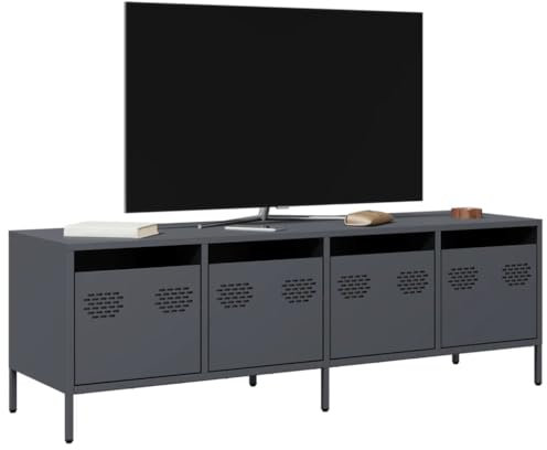 Homgoday Meuble TV Anthracite 135 x 39 x 43,5 cm Acier laminé à froid, Meuble TV Meuble bas pour TV pour table de salon industrielle Meuble TV Salon Style851306