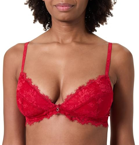 EMPORIO ARMANI Dam eviga spets vadderad triangel BH röd L, Röd, L