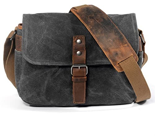 AFAKEREPPV Retro vattentät kamera väska fotografi väska kanfas mini singel messenger män Slet Axelremväska Passform for Sony Fit For Nikon Fit For Canon Digitalkameraväskor(G)