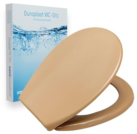 sanicomfort WC-Sitz, Duroplast, mit Absenkautomatik, Toilettensitz passend für alle handelsüblichen WC-Becken (bahamabeige)