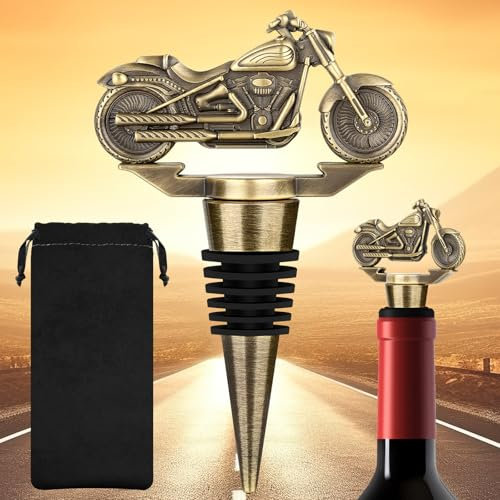 LKKCHER Motorrad Weinflaschenverschluss, Motorrad Geschenke Weinsparer, Weinstopfen für Weinflaschen, Weinzubehör, Lustige Weingeschenke für Männer Frauen, Vatertagsgeschenk Weihnachtsgeschenke