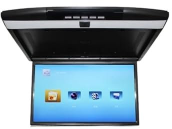 IUBGFTO Automonitor 15/17 Zoll HD-LCD-Bildschirm MP5-Videoplayer Autodachmontage Display Multimedia Decken-TV Spiegel Link FM IR HDMI-Lautsprecher (15 Zoll schwarz)