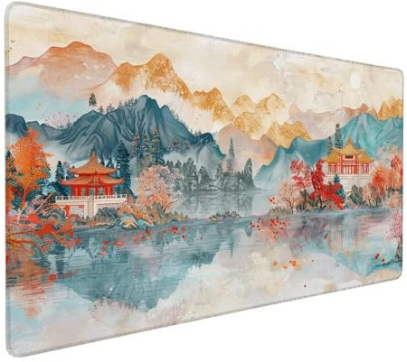 Japanese Mouse Mat 1000x500x3mm XXL Landscape Mouse Pad Large Desk Pad, Water-Resistant Surface with Non-Slip Rubber, Extended Japanese Mousepad Computer Keyboard for Laptop Gaming Office Work X-906