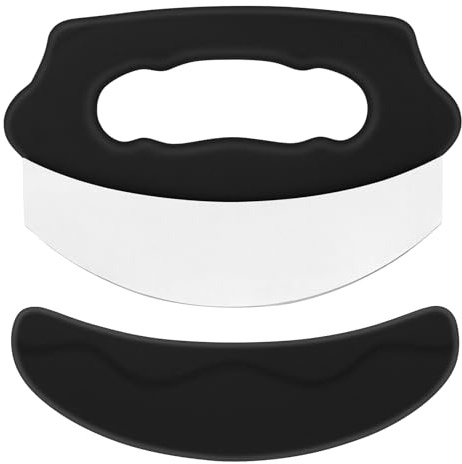 KUONIIY Cortadores de pizza, cortador de pizza afilado de acero inoxidable para piiza, pasteles con agarre cómodo, negro
