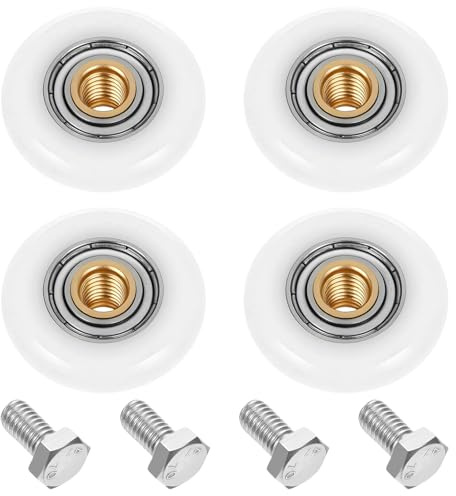 4 PCS Shower Door Rollers Runners Wheels, Glass Sliding Door Pulleys, Sliding Showers Doors Roller Wheel, Ultra-Quiet Shower Glass Roller Replacement for Bathroom Showers Doors (27mm)