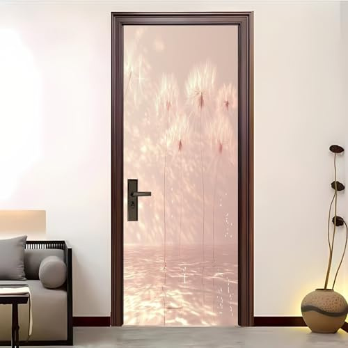 3D Kreative Türaufkleber 90x200 cm Einfache Pusteblume Türfolie Selbstklebend - Wasserdicht Abnehmbare Vinyl Fototapete Türposter, Licht- Und Schatteneffekte DIY Türtapete Selbstklebend für Innentüren