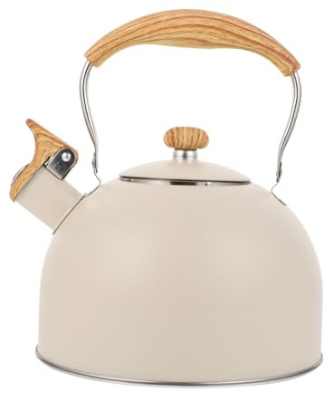Mipcase Bouilloire Sifflante Pratique Avec Manche Compatible Cuisinières à Gaz Et Induction Modèle Beige Pour Maison