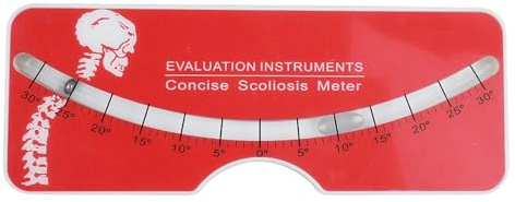 harayaa Medidor de escoliosis, adorno para evaluación médica, medición versátil, inclinación de vertebral de 0 a 30°, inserto de bola de metal, Rojo